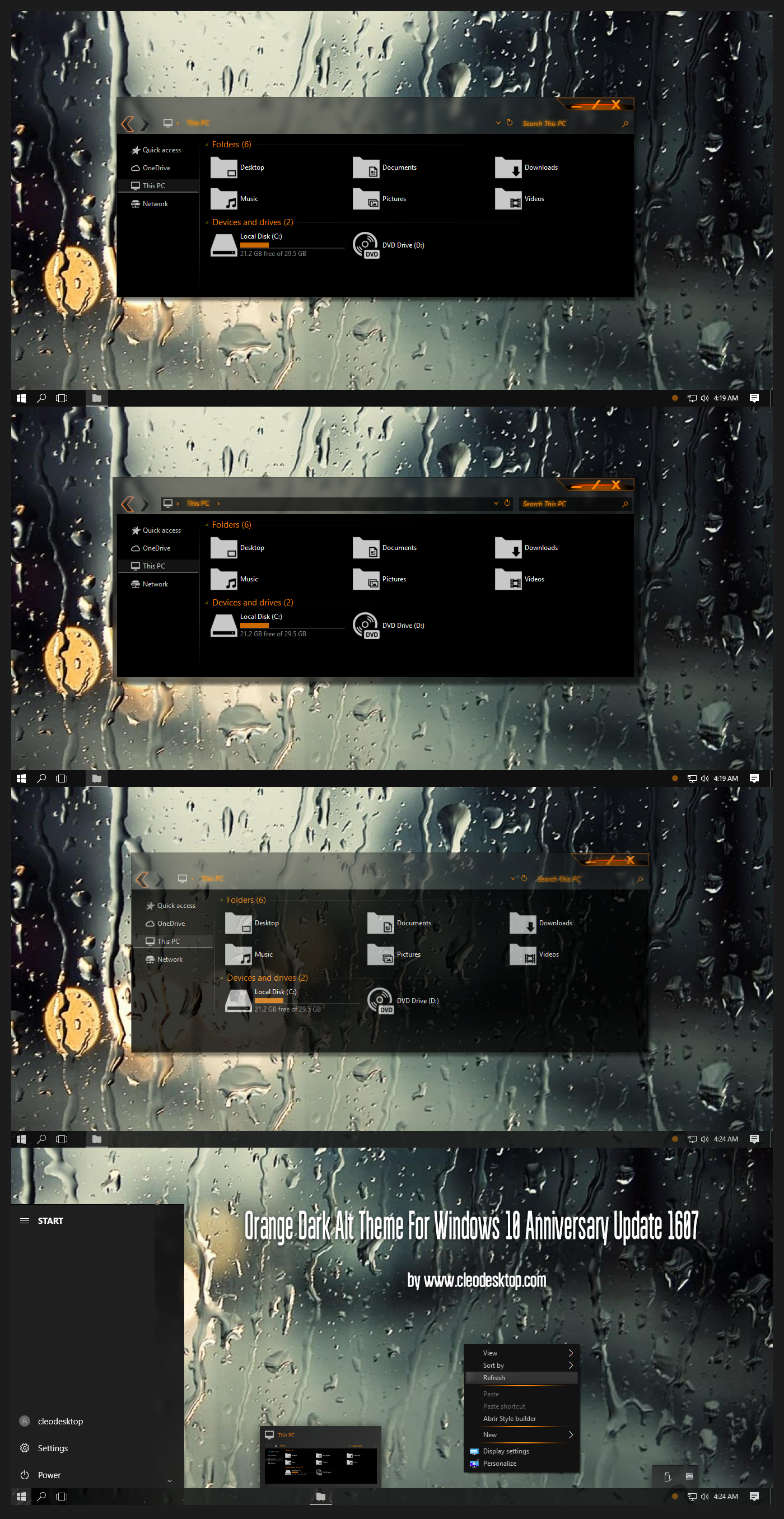 Orange Dark Alt Theme Win10 Anniversary Update