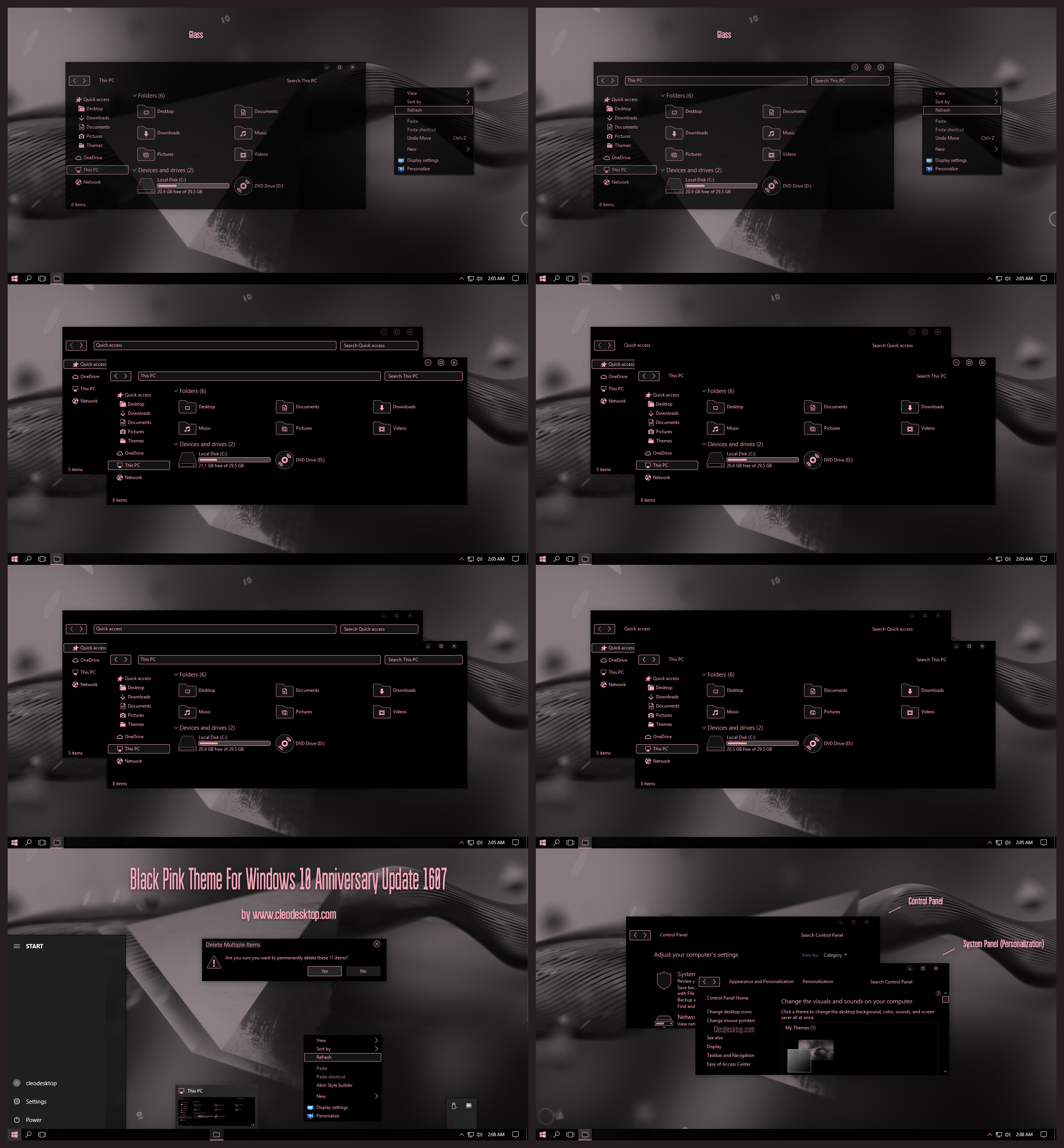 Black Pink Theme Win10 Anniversary Update