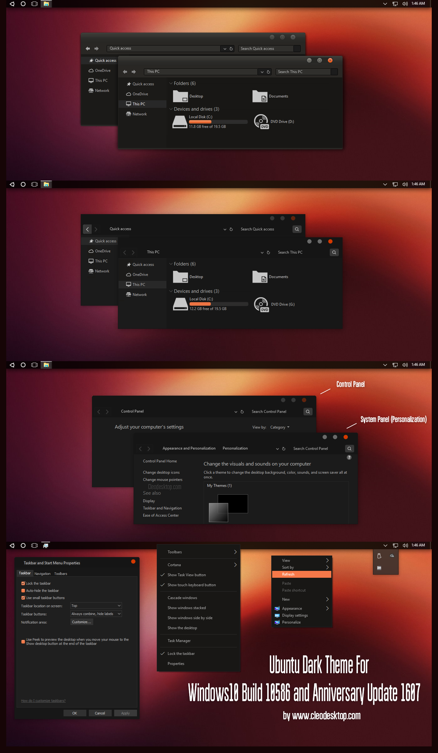 Ubuntu Dark Theme Win10 Insider RS2 1703