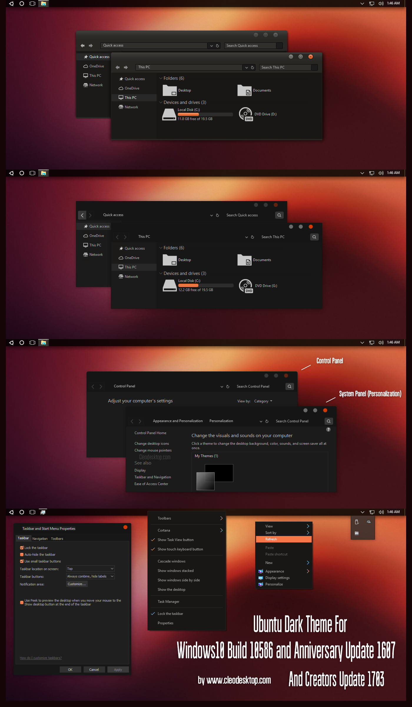Ubuntu Dark Theme Win10 Creators Update