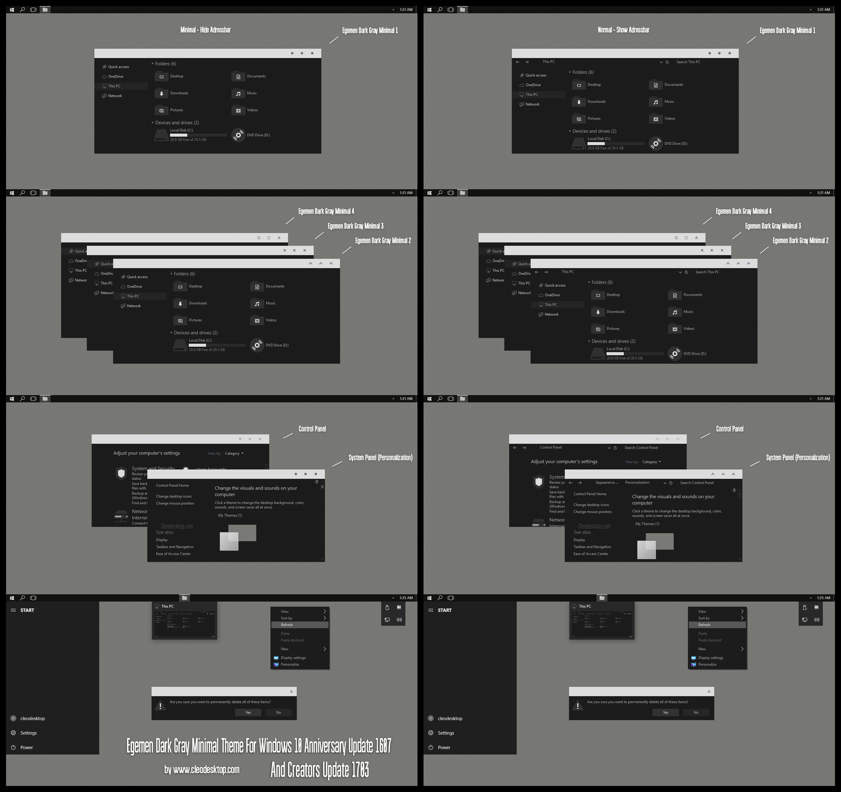 Egemen Dark Gray Minimal Theme Win10 Creators