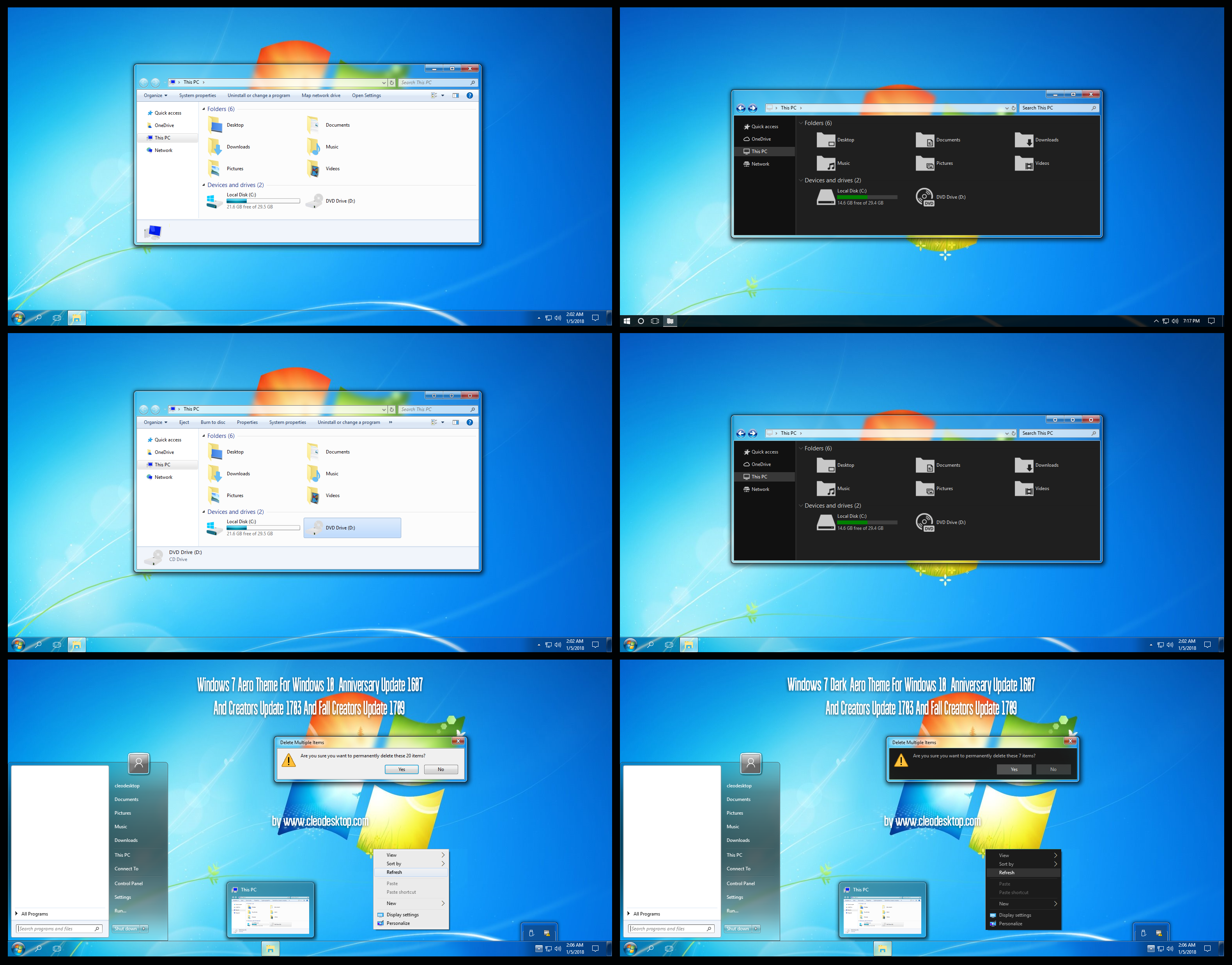 Windows7 Aero Dark And Light Theme Windows 10