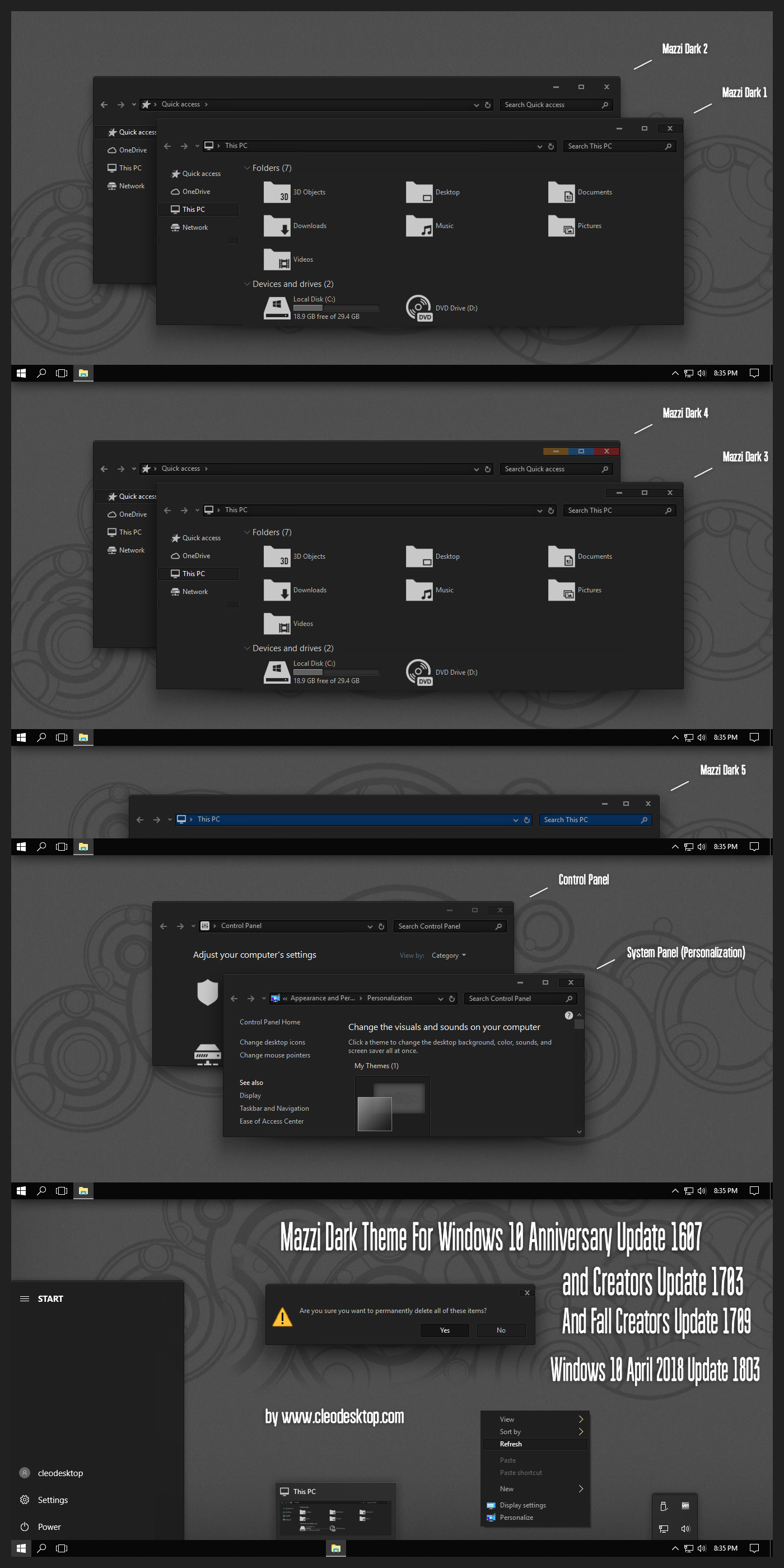 Mazzi Dark Theme Win10 April 2018 Update