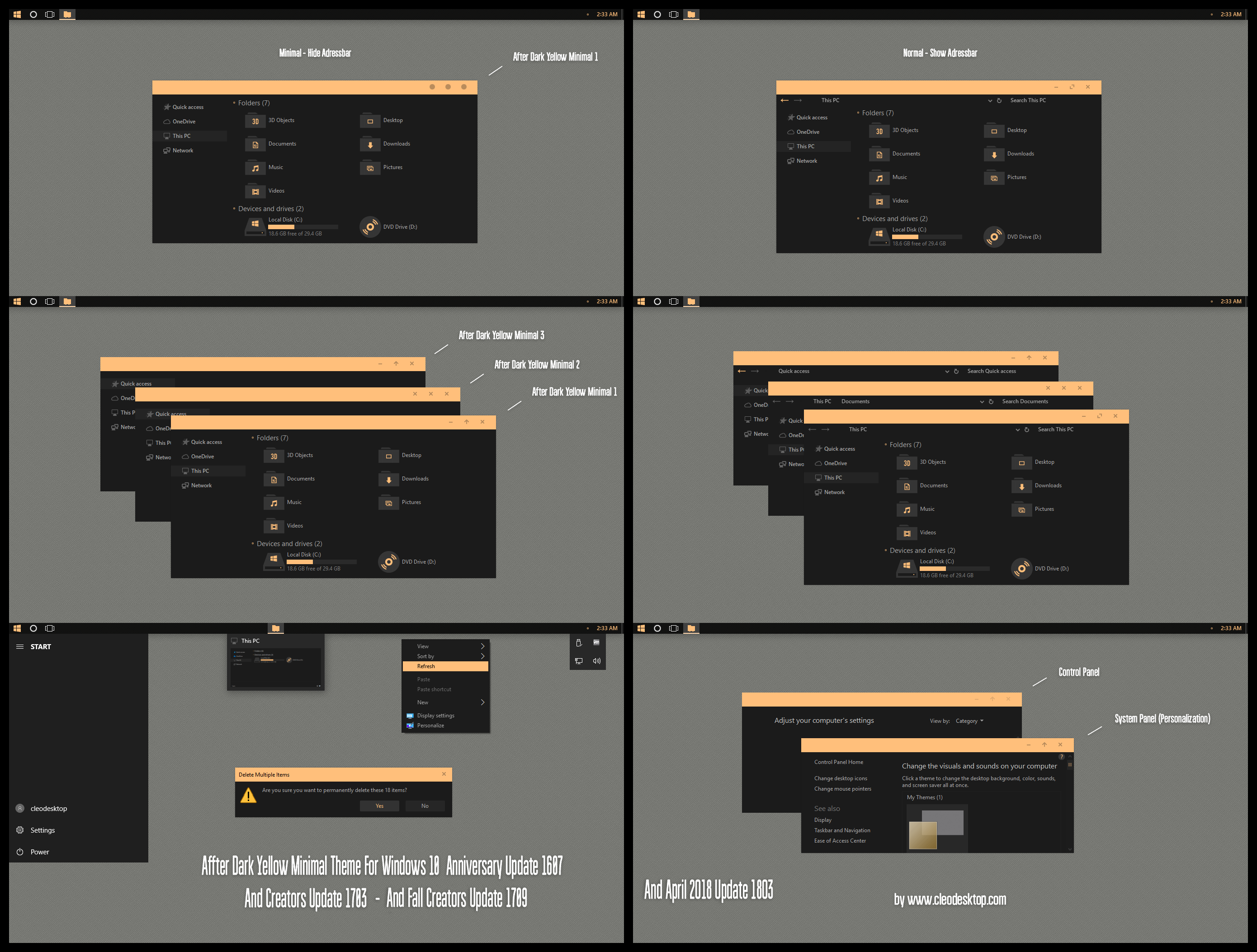 After Dark Yellow Minimal Theme Win10 April 1803