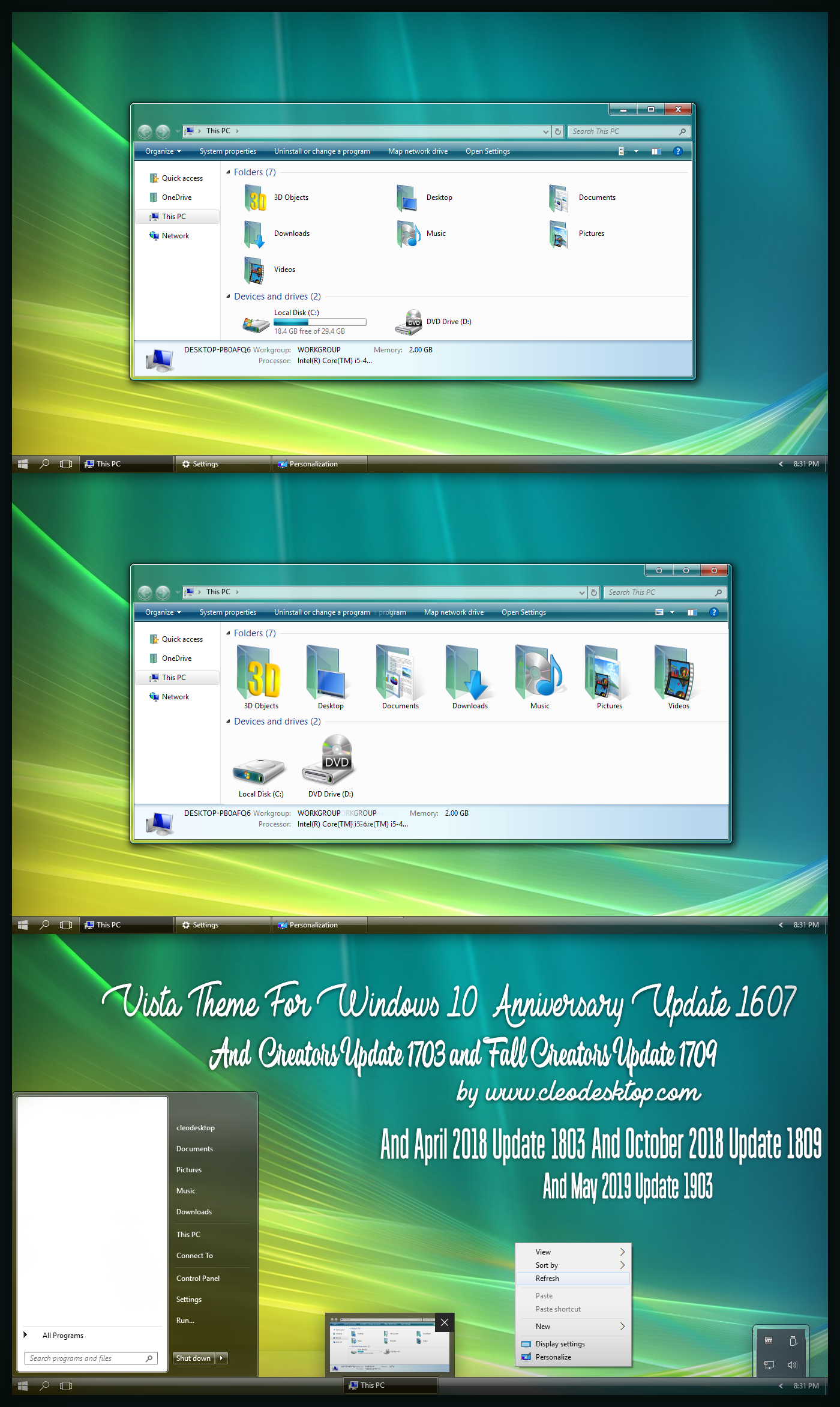 Vista Theme Win10 May 2019 Update 1903 by Cleodesktop on DeviantArt