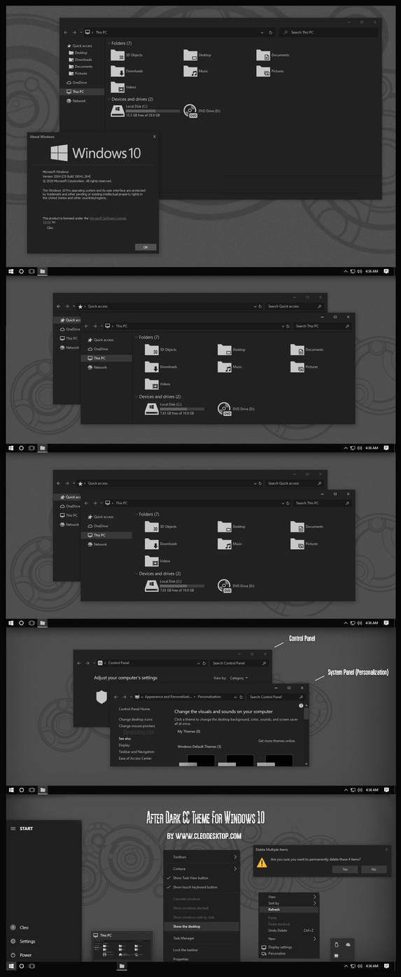 After Dark CC Theme For All Win10 Update 20H2