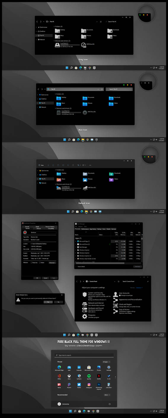 Pure Black Full Theme For Windows 11 by Cleodesktop on DeviantArt