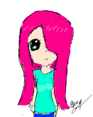 Anime girl with pink hair and green eyes by SlenderFan1 on DeviantArt