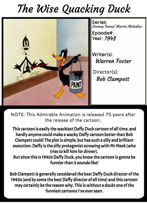 Admirable Animations 21 The Wise Quacking Duck by BobClampettFan164