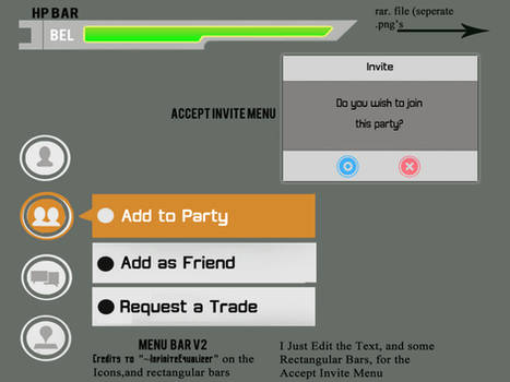 Sword Art Online Menu Barv2,HP Bar ,Invite Menu