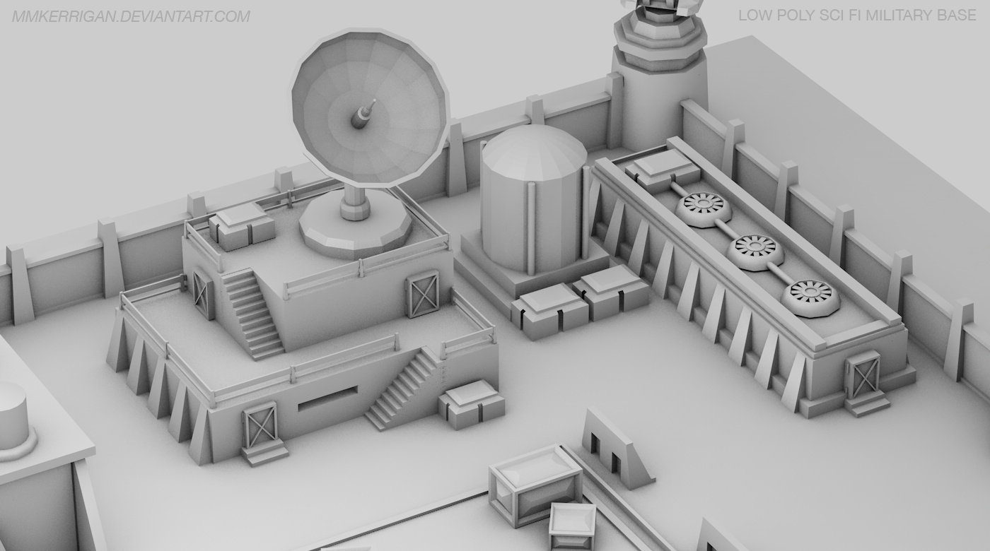 Low Poly / Sci fi Military Base / 03 by MMKerrigan on DeviantArt