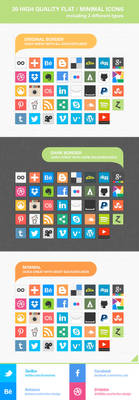 39 Free HQ FLAT Minimal Social Icons