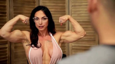 Morena Baccarin flexing big biceps