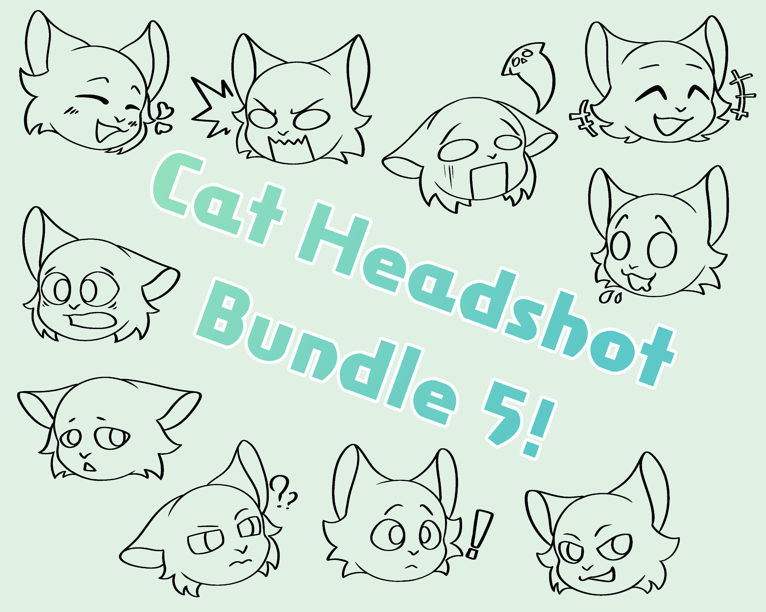 Cat Headshot Base Bundle 5! (F2U) by Lumiklyde on DeviantArt