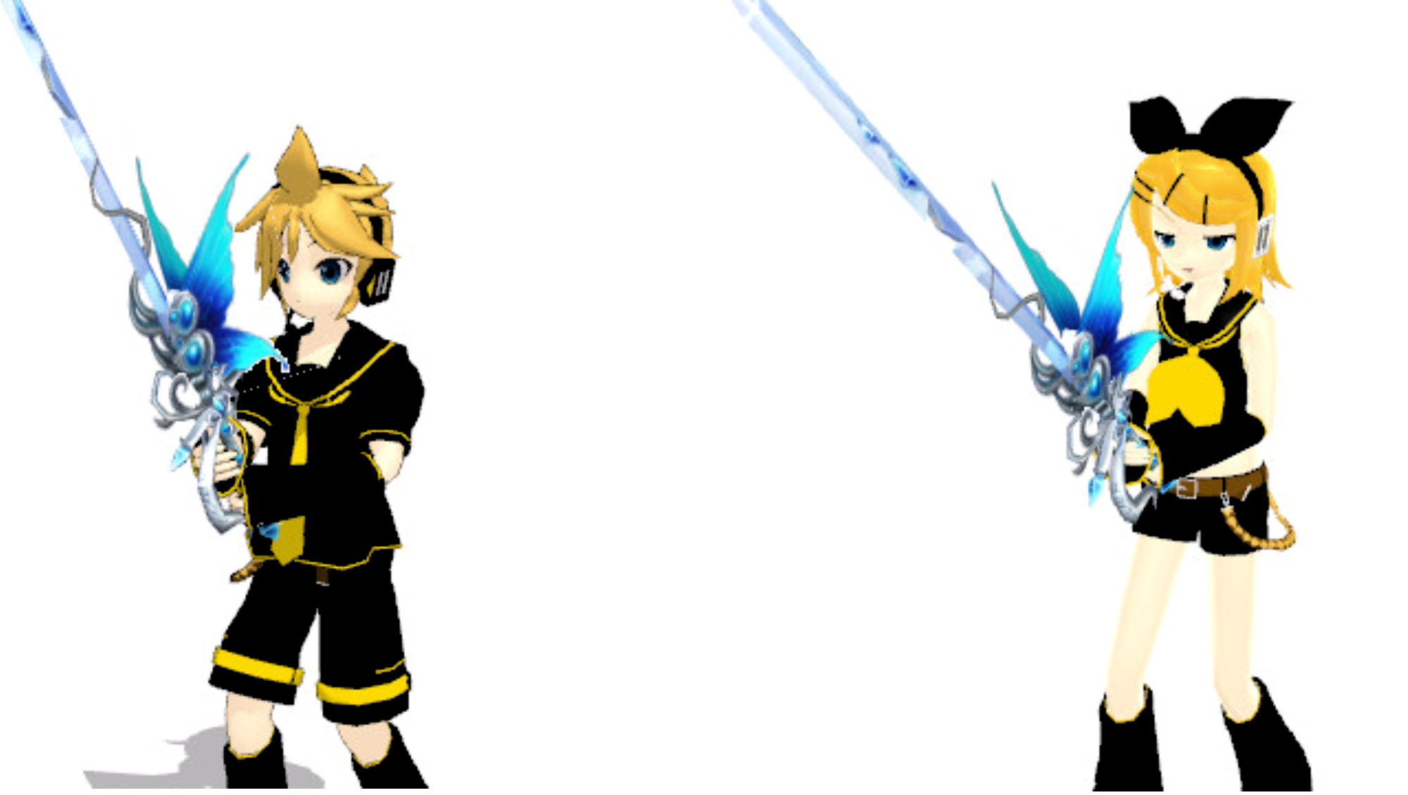 MMD Len y Rin two-handed sword by reikafernanda on DeviantArt