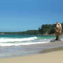 T.rex walking on the beach By Joel3d