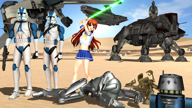 Ahiko in Star Wars Kicking Droid Butt!