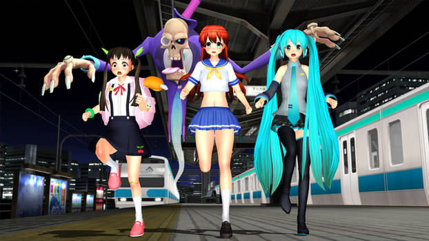 Miku, Ahiko and Mayoi in Perverted Ghost!