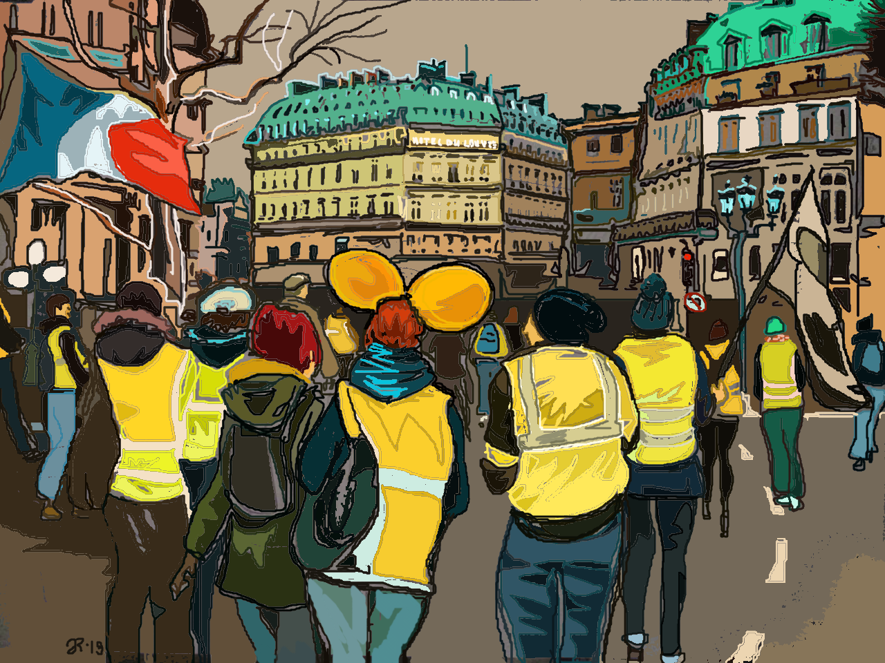 Paris streets with yellow vests by Fredkaluppke on DeviantArt