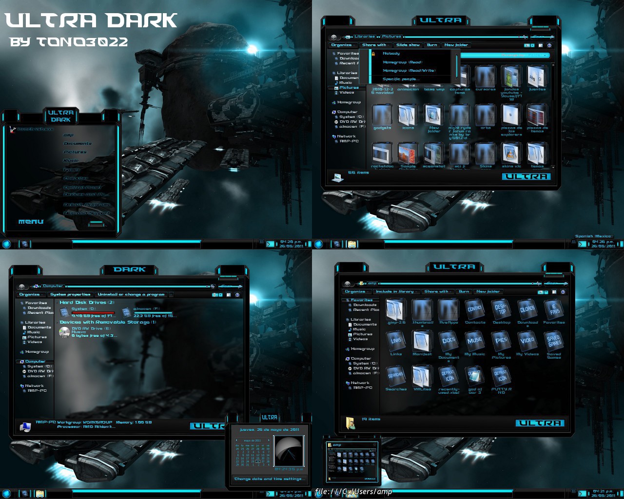 windows 7 theme blue glass (ultra dark)