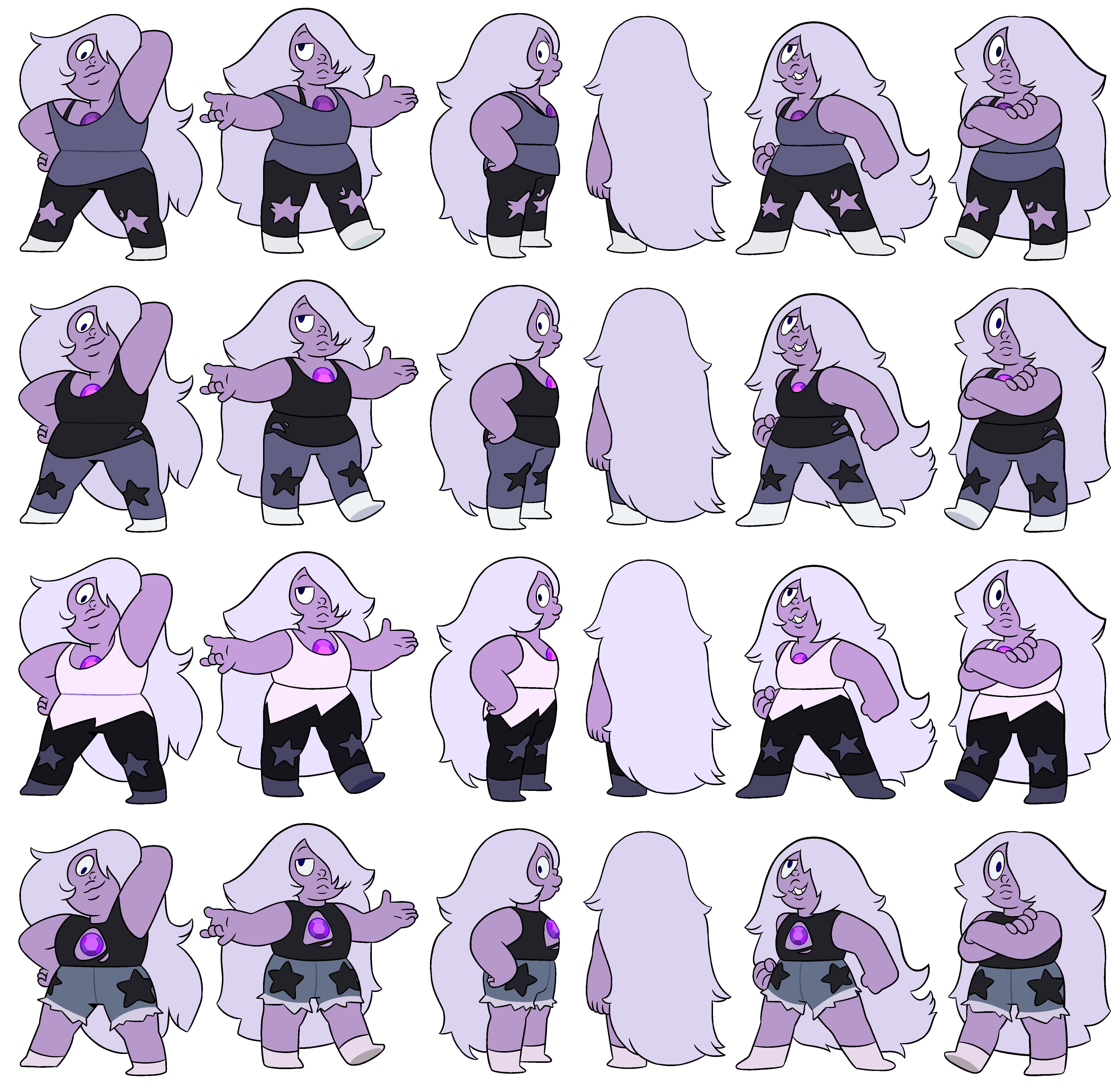 STEVEN UNIVERSE Amethyst Model Sheet 2 Renders by CharaViolet on