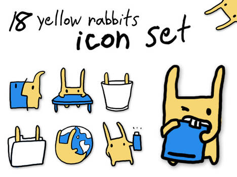18 Yellow Rabbits Icon Set