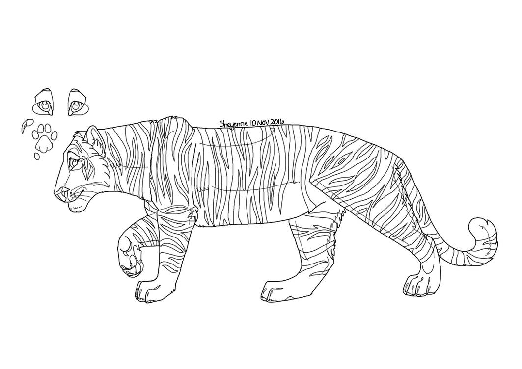Female Tiger Lineart by KiddWulf on DeviantArt