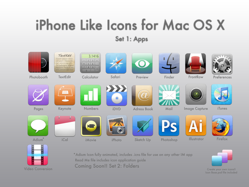 iPhone Like Icons for Mac OS X