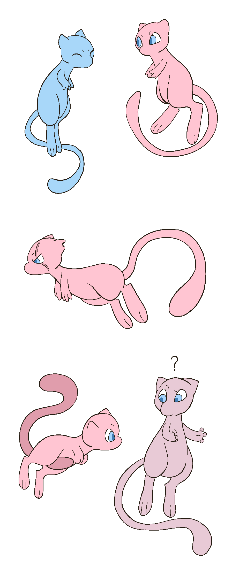 Pokemon - Mew and Mewtwo with 2 poses