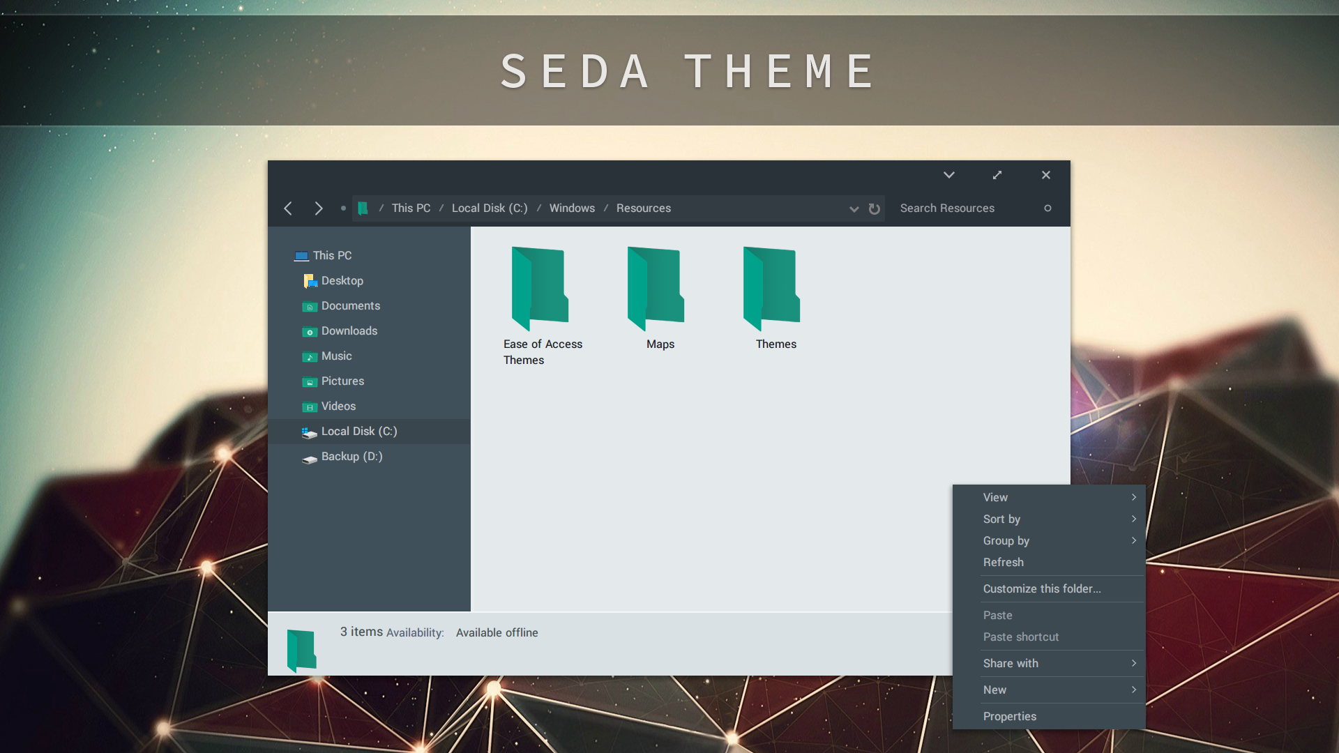 SEDA Theme for Windows 10
