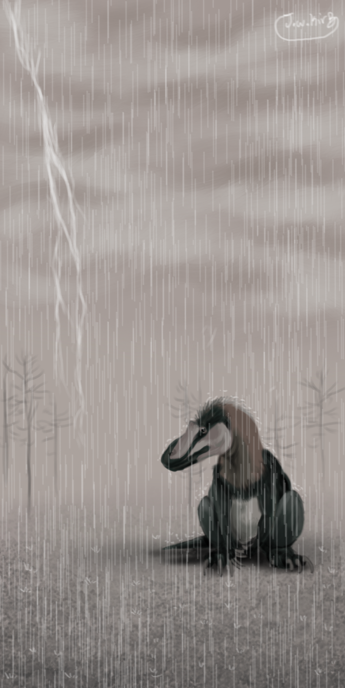 Speed Paint: Deltadromeus in the Rain