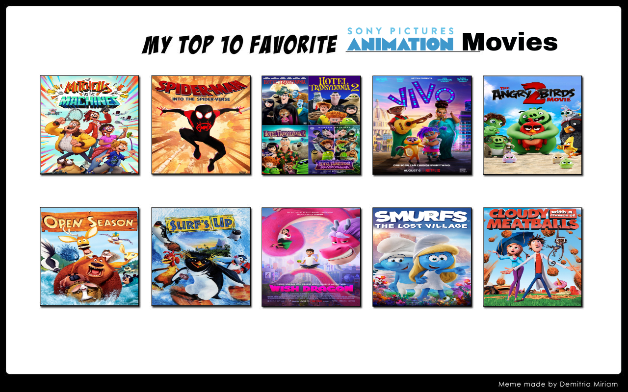 My Top 10 Favorite Sony Pictures Animation Movies By Jacobstout On