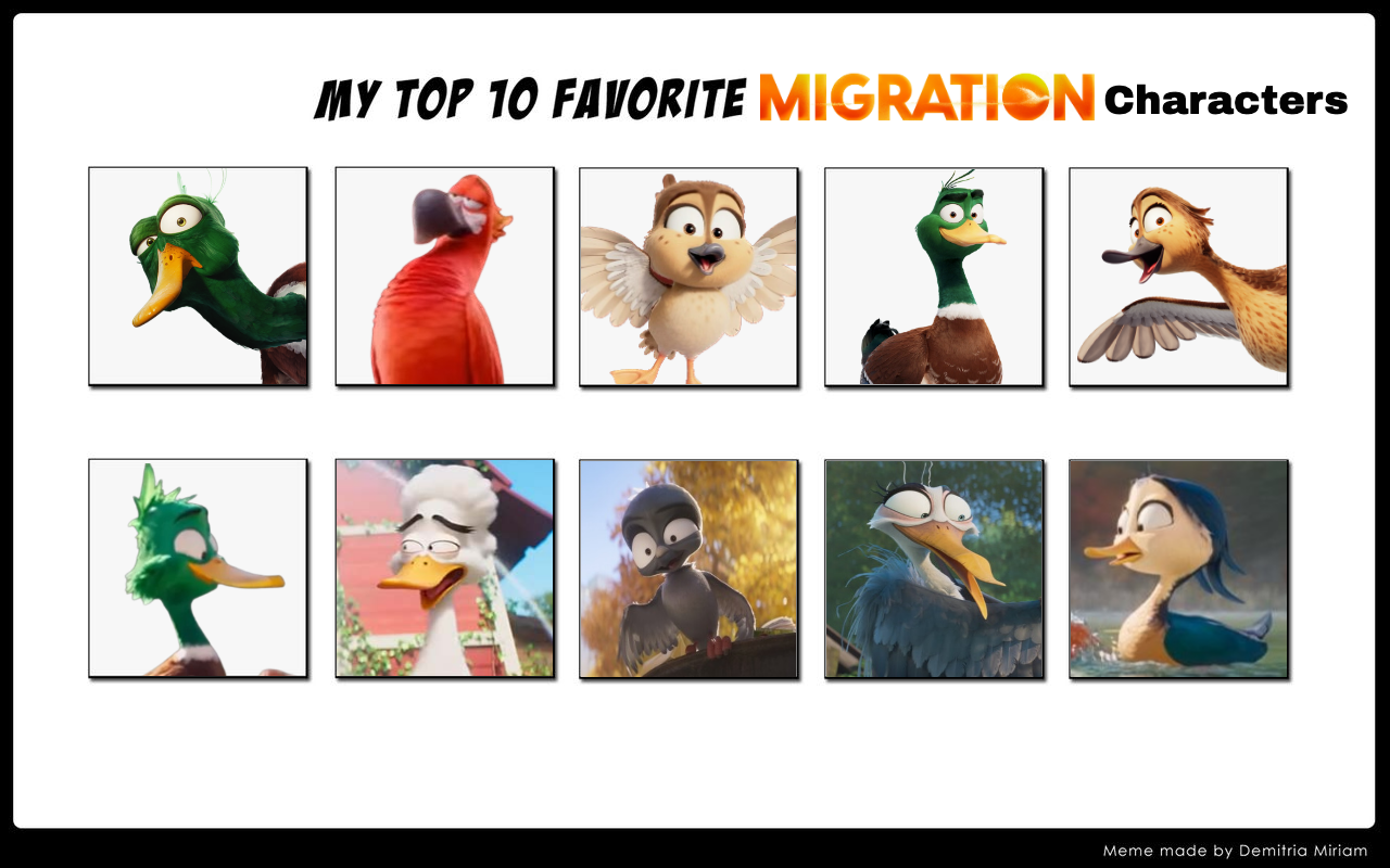 My Top 10 Favorite Migration Characters by jacobstout on DeviantArt