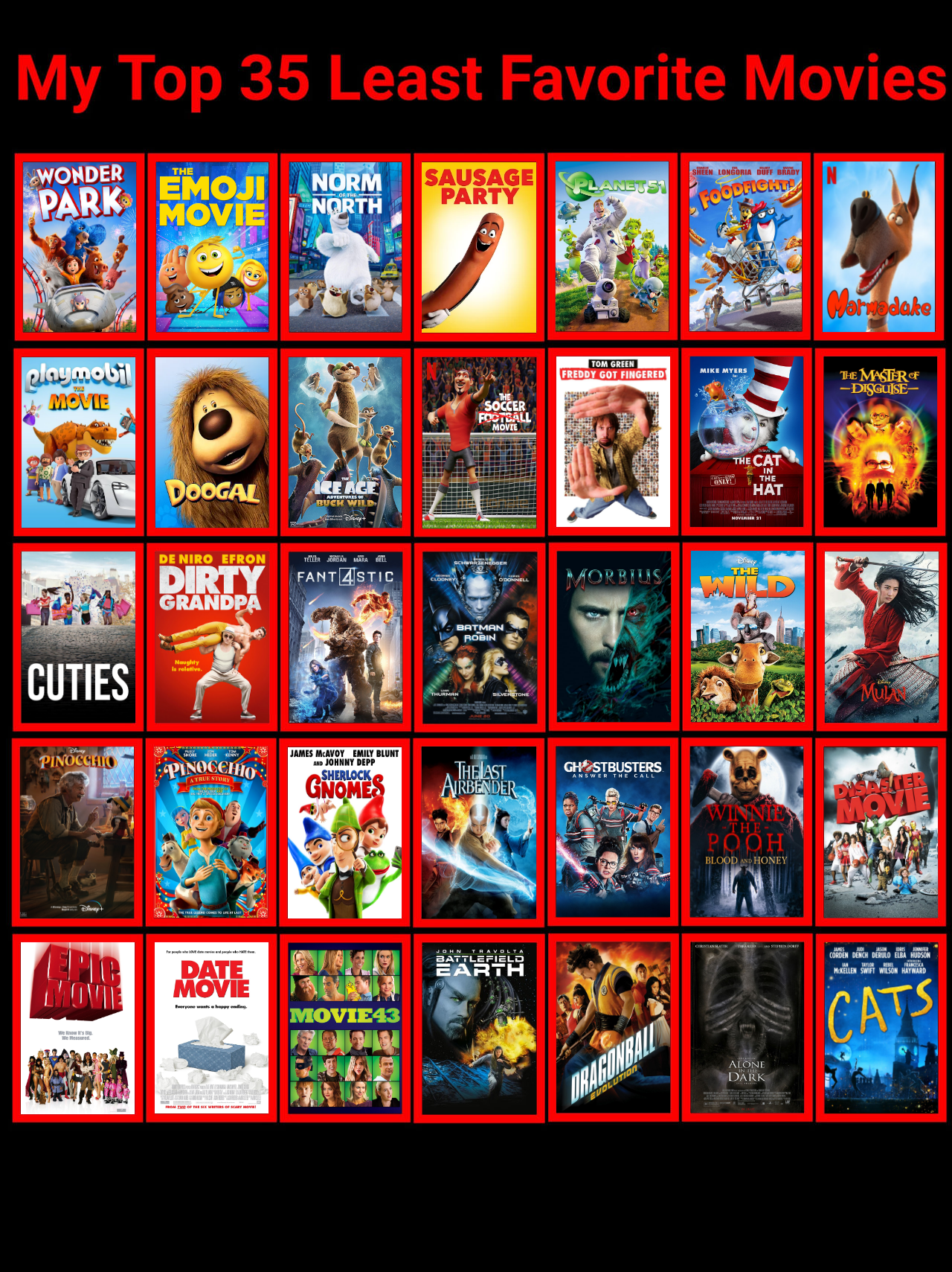 My Top 35 Least Favorite Movies by jacobstout on DeviantArt