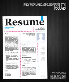 Free Resume Template . Newspaper Style