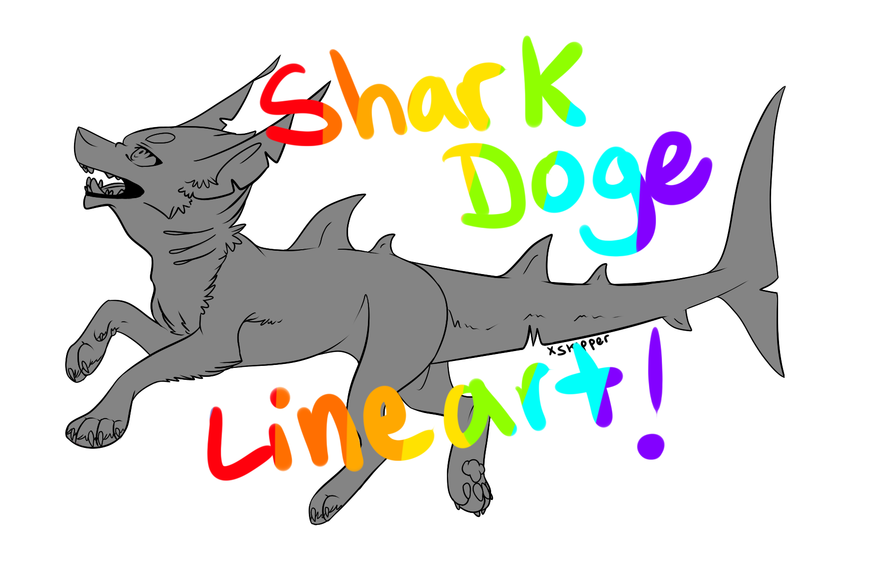 Free Sharkdog Lineart