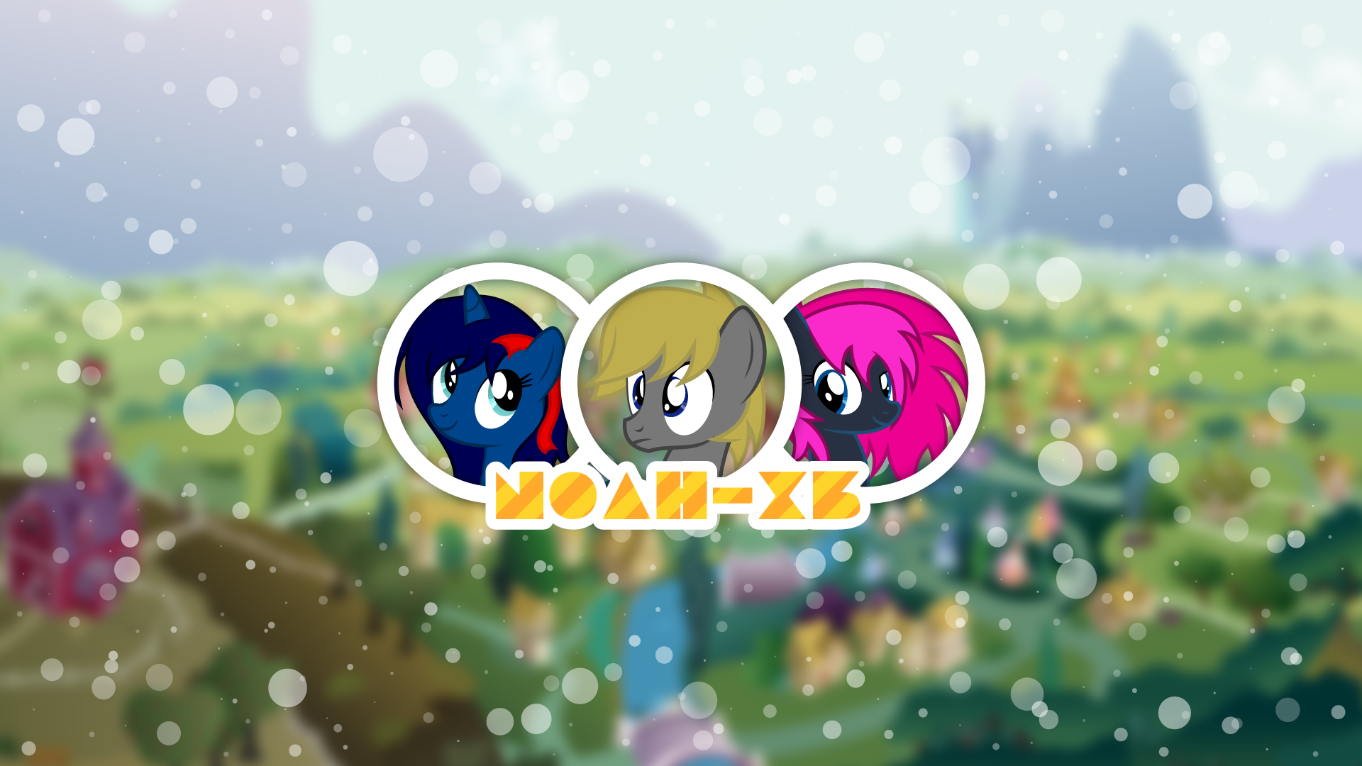 Noah-x3 OC trio Ponyville Shot Wallpaper