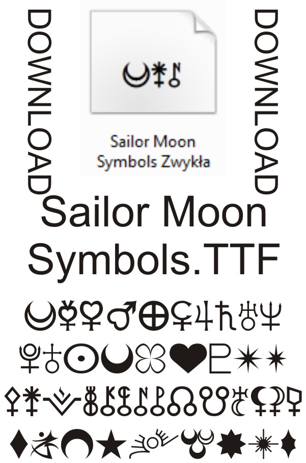 Sailor Moon Symbols Font Download - READ LICENSE