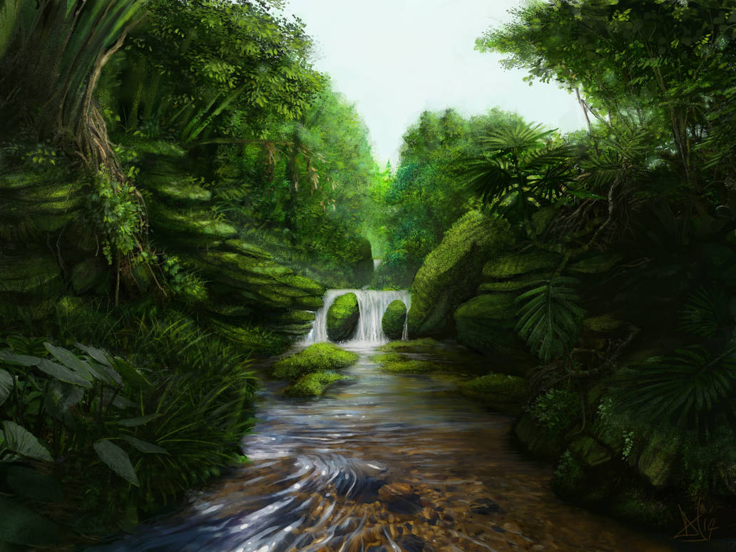 Jungle Waterfall 2 of 3 by DaveyBaker on DeviantArt