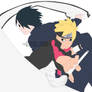 Boruto Uzumaki and Sasuke Uchiha PSD - line+bases