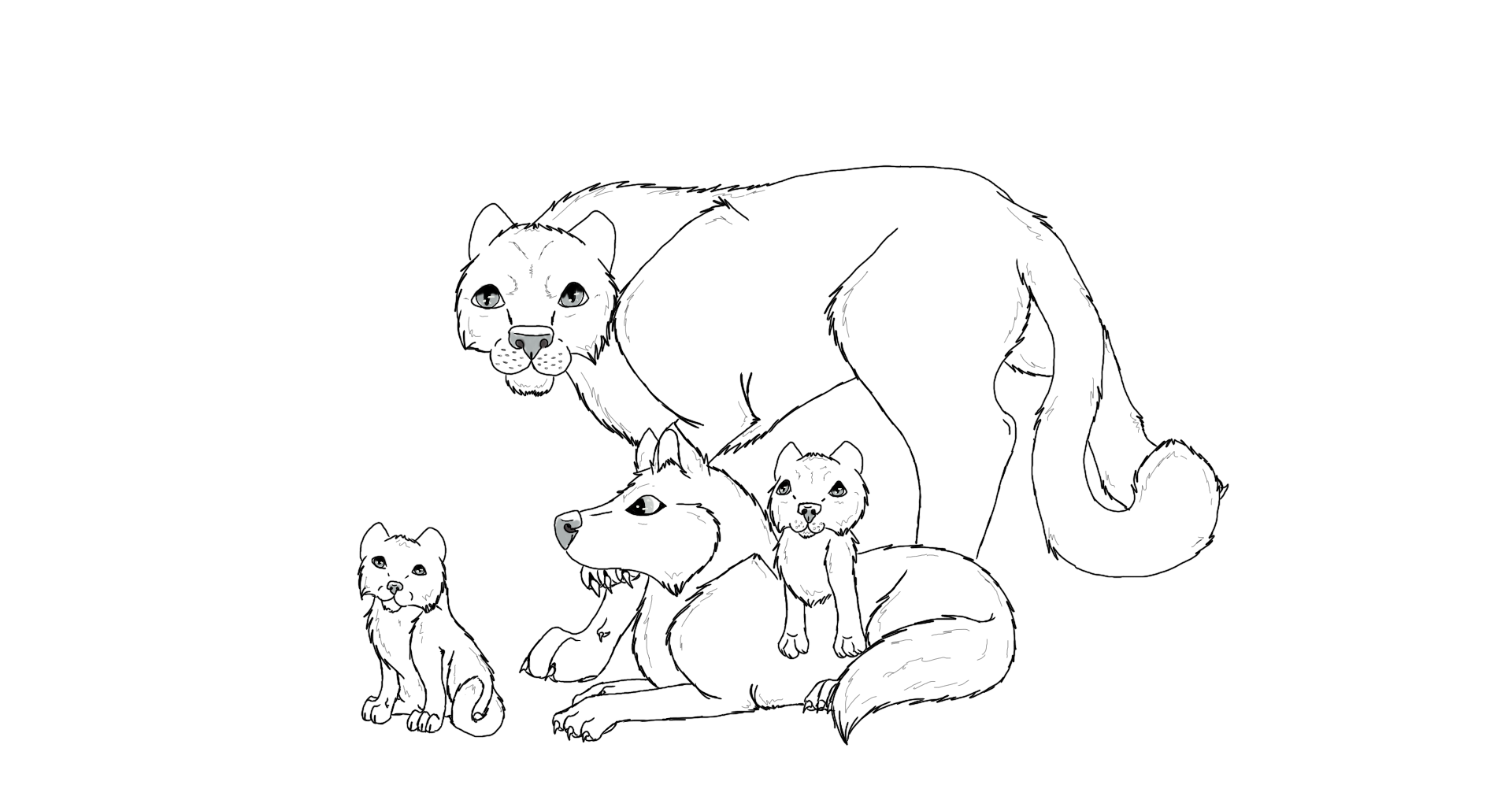 Wolf And Cat Lineart by ScarletCB1999 on DeviantArt