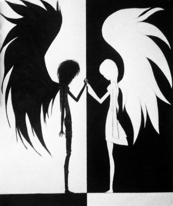 На другой стороне рисунка. Иллюстрация добра и зла. Контраст добра и зла. Добро и зло иллюстрации. Рисунок добра и зла.