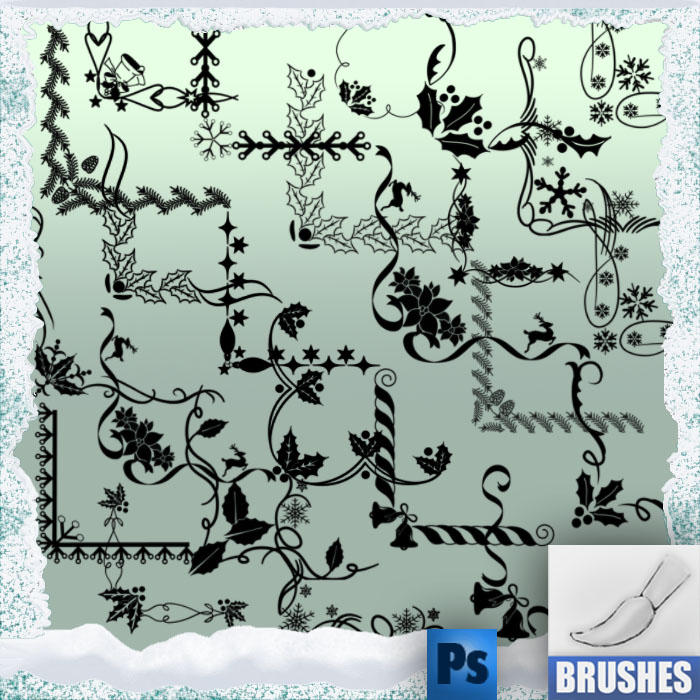 christmas brushes corners by roula33 on DeviantArt