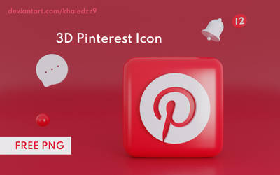 3D Pinterest Icon PNG by khaledzz9