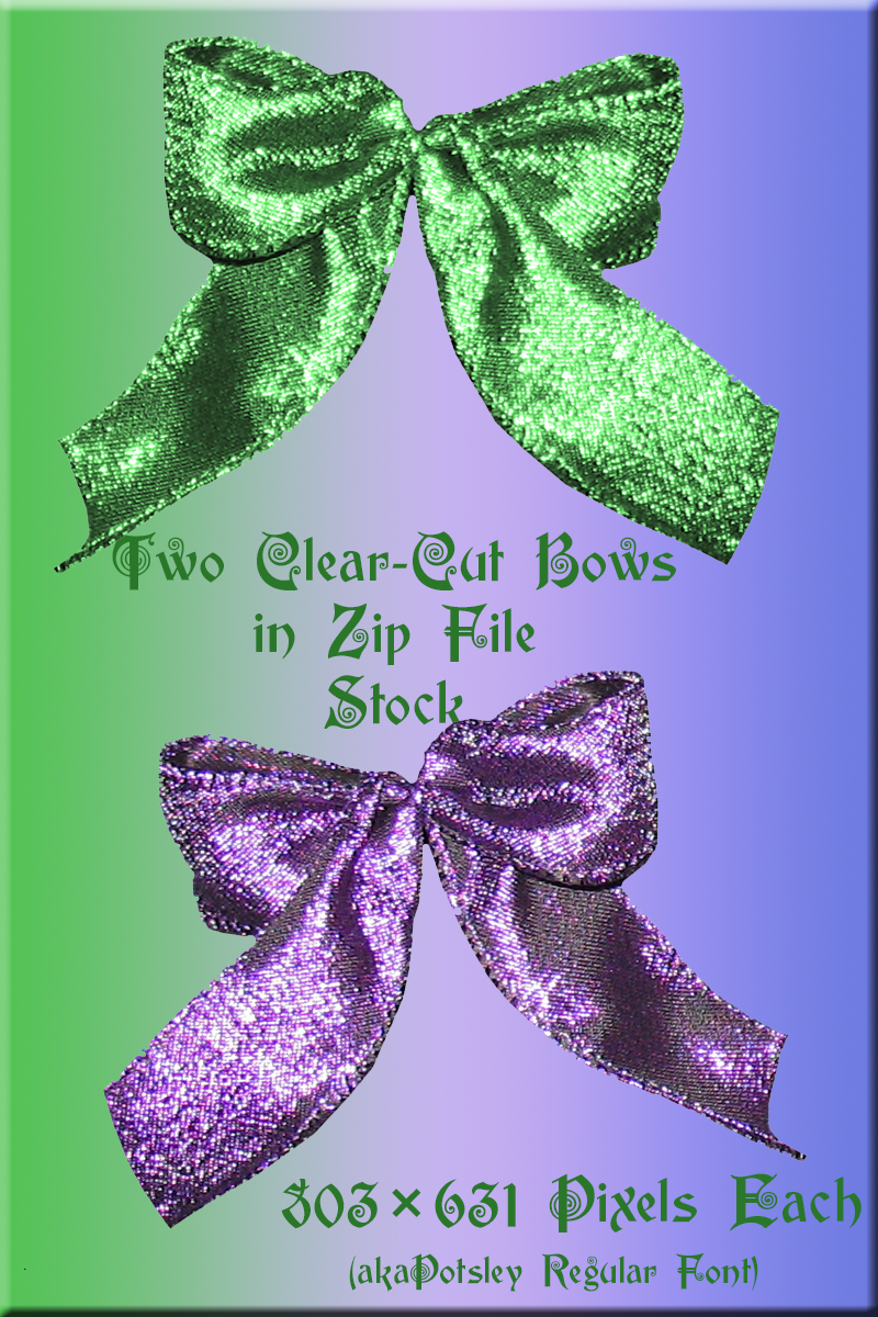 Purple and Green Clear-Cut Bows