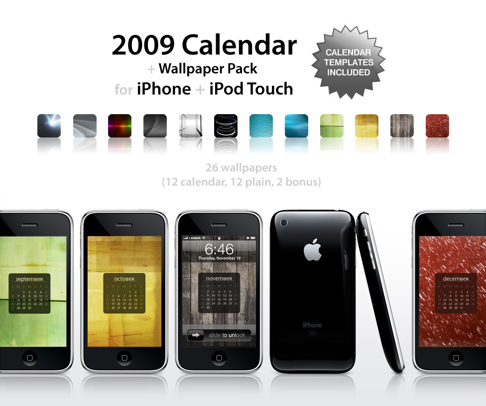 2009 Calendar + Wallpaper Pack