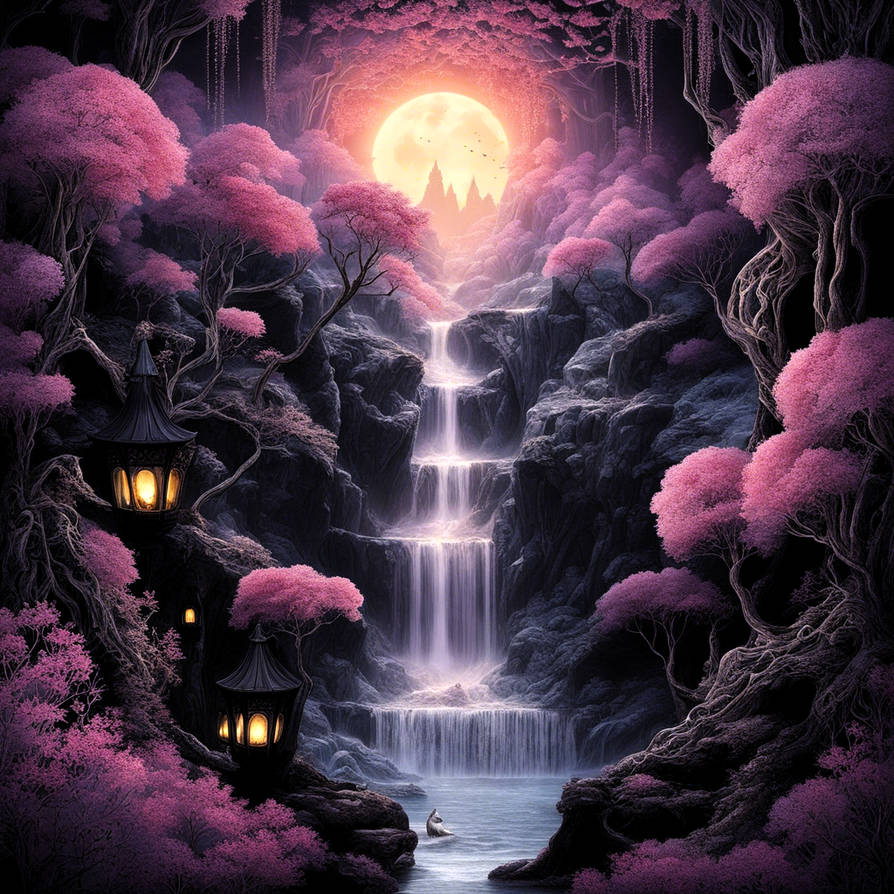 Enchanted forest falls by Dreamworkart on DeviantArt