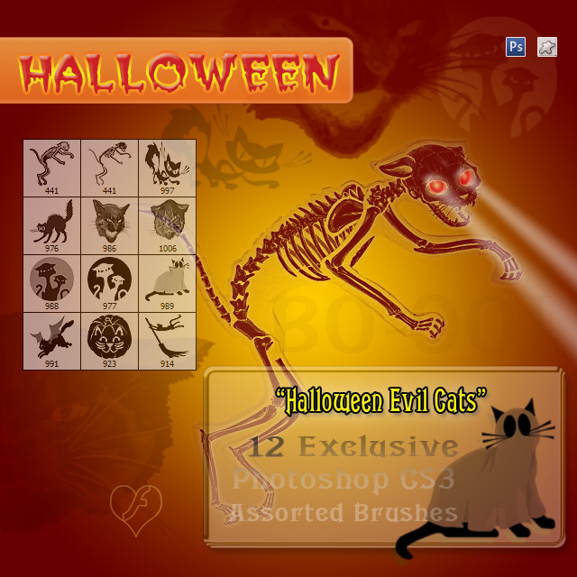 12 Evil Cats - Halloween Stuff by flashtuchka