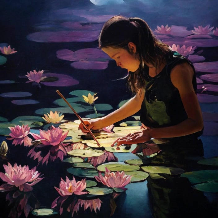 a painter with some water lilies by stormbiz on DeviantArt
