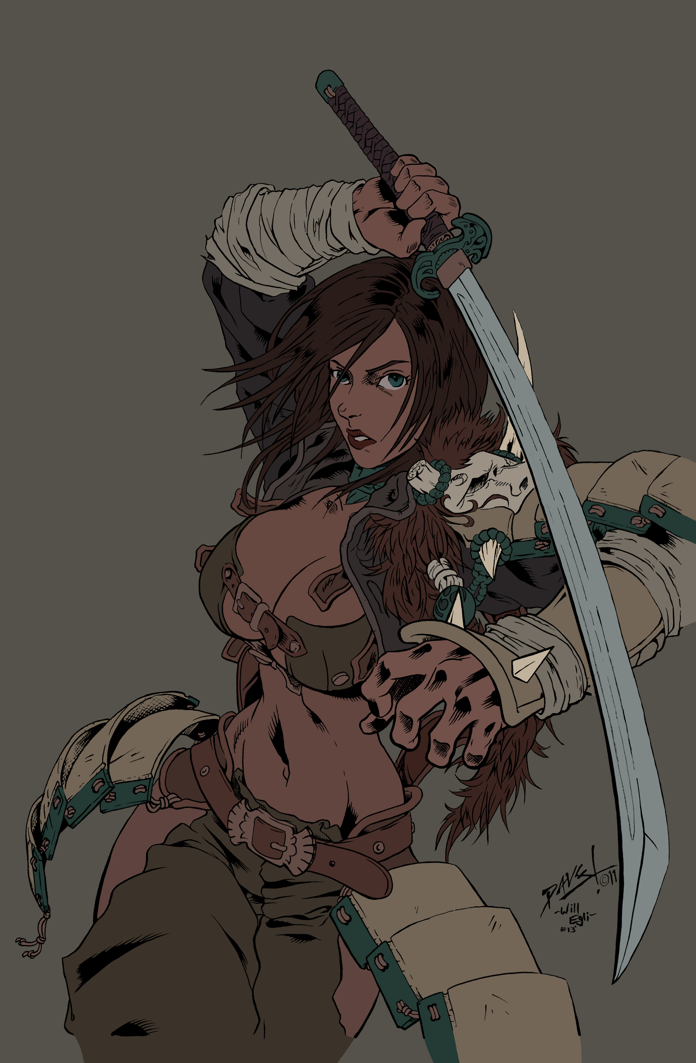 Kurenai Samurai Chick FLATS FOR COLORISTS by TimareeZadel
